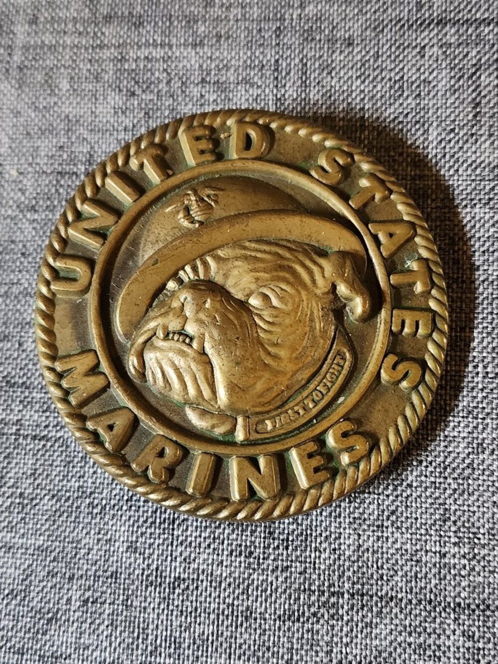 United States Marines First To Fight Chesty The Bulldog Brass Baron Belt Buckle